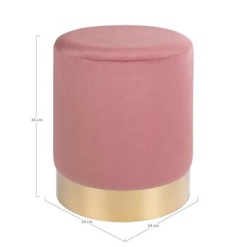 Gamby Pouf - Pouf en velours rose avec base en acier couleur laiton HN1214 3