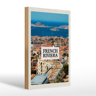 Holzschild Reise 20x30cm French Riviera Meer Panorama Urlaub