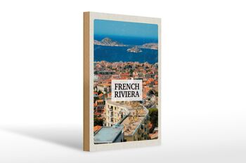 Panneau en bois voyage 20x30cm Côte d'Azur panorama mer vacances 1