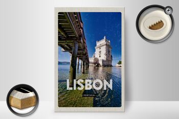 Panneau en bois voyage 20x30cm Lisbonne Portugal vacances à la mer 2