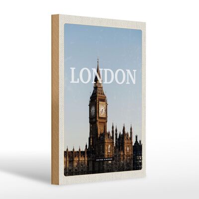 Panneau en bois voyage 20x30cm Londres UK Big Ben cloche cadeau
