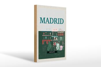 Panneau en bois voyage 20x30cm Madrid Espagne souvenirs rétro 1