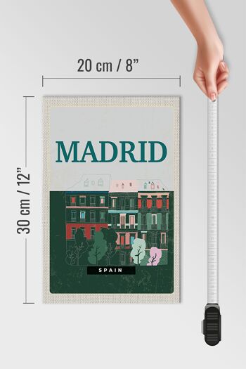 Panneau en bois voyage 20x30cm Madrid Espagne souvenirs rétro 4