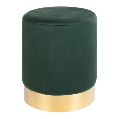 Gamby Pouf - Pouf en velours vert avec base en acier couleur laiton HN1206