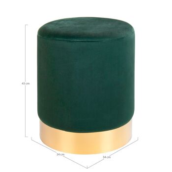 Gamby Pouf - Pouf en velours vert avec base en acier couleur laiton HN1206 3