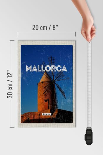 Panneau en bois voyage 20x30cm Moulin à vent rétro Majorque Espagne 4