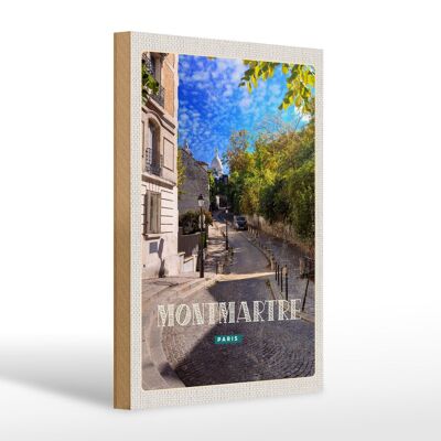 Cartello in legno da viaggio 20x30 cm Segnale stradale Montmartre Parigi