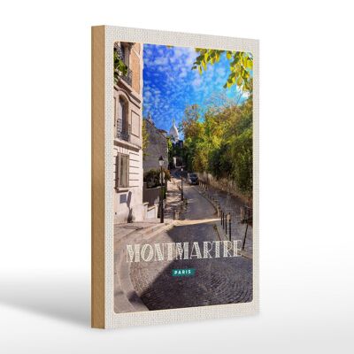 Wooden sign travel 20x30cm Montmartre Paris street sign