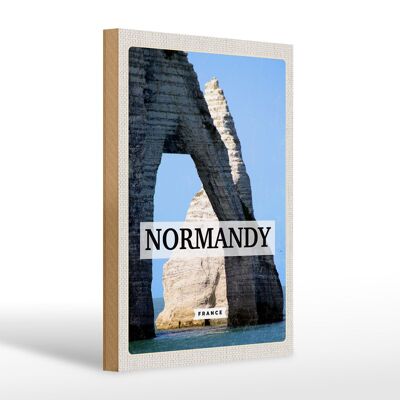 Cartello in legno da viaggio 20x30 cm Regalo di destinazione di viaggio Normandia Francia