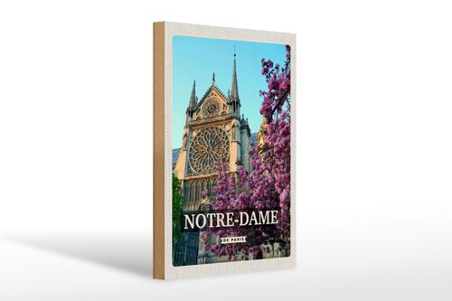 Holzschild Reise 20x30cm Notre-Dame de paris Reiseziel Urlaub