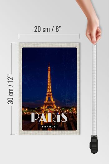 Panneau en bois voyage 20x30cm Paris France Tour Eiffel lumières 4