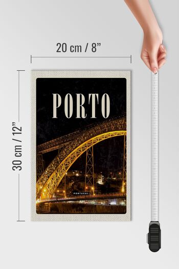Panneau en bois voyage 20x30cm Pont de Porto Portugal photo de nuit 4