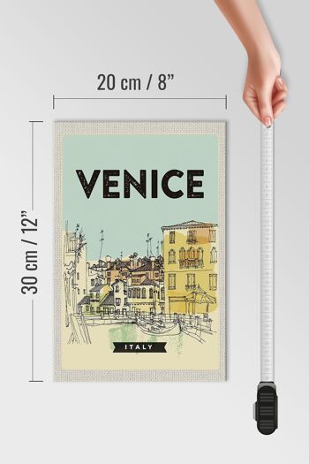 Panneau en bois voyage 20x30cm Venise Italie peint vue sur la ville 4