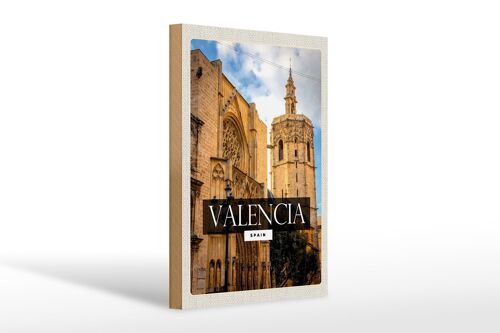 Holzschild Reise 20x30cm Valencia Spain Architektur Tourismus