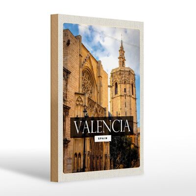 Cartello in legno da viaggio 20x30 cm Valencia Spagna architettura turismo