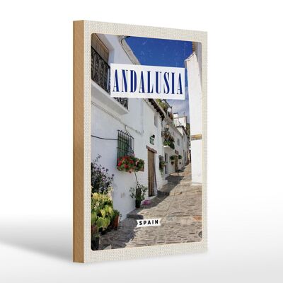 Wooden sign travel 20x30cm Andalusia Spain old town destination
