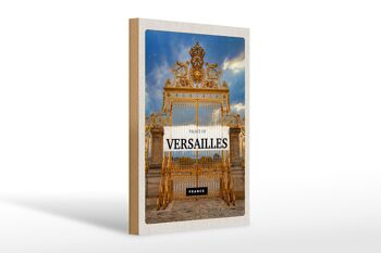 Panneau en bois voyage 20x30cm Château de Versailles France porte dorée 1