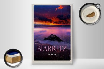 Panneau en bois voyage 20x30cm Biarritz France décoration coucher de soleil 2