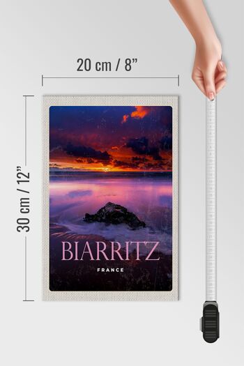 Panneau en bois voyage 20x30cm Biarritz France décoration coucher de soleil 4