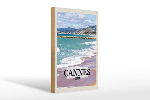 Holzschild Reise 20x30cm Cannes France Meer Strand Geschenk