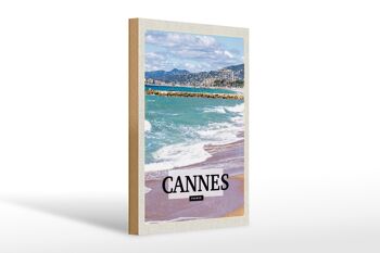 Panneau en bois voyage 20x30cm Cannes France mer plage cadeau 1