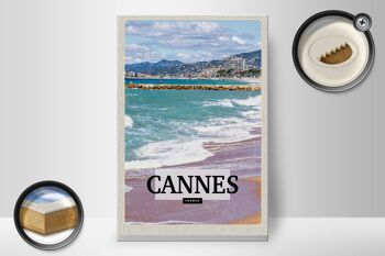 Panneau en bois voyage 20x30cm Cannes France mer plage cadeau 2
