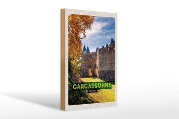 Panneau en bois voyage 20x30cm Carcassonne France destination de voyage vacances 1