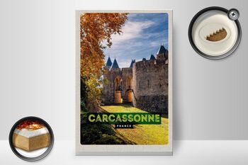 Panneau en bois voyage 20x30cm Carcassonne France destination de voyage vacances 2
