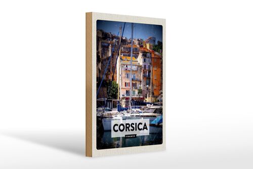 Holzschild Reise 20x30cm Corsica France Urlaubsort Geschenk