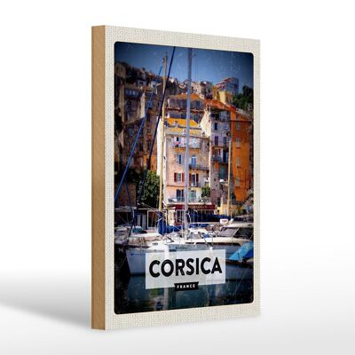 Wooden sign travel 20x30cm Corsica France holiday destination gift