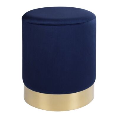 Gamby Pouf - Pouf in dark blue velvet with brass coloured steel base HN1205