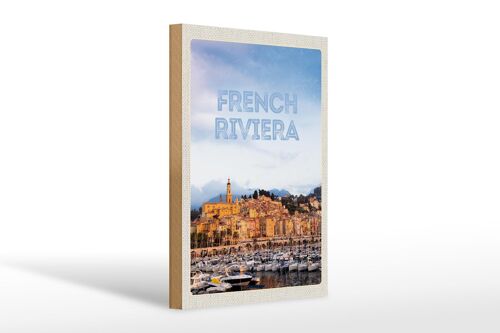 Holzschild Reise 20x30cm French Riviera Panorama Bild