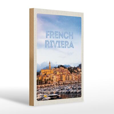 Holzschild Reise 20x30cm French Riviera Panorama Bild