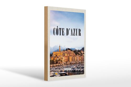 Holzschild Reise 20x30cm Cote d'azur France Panorama Bild