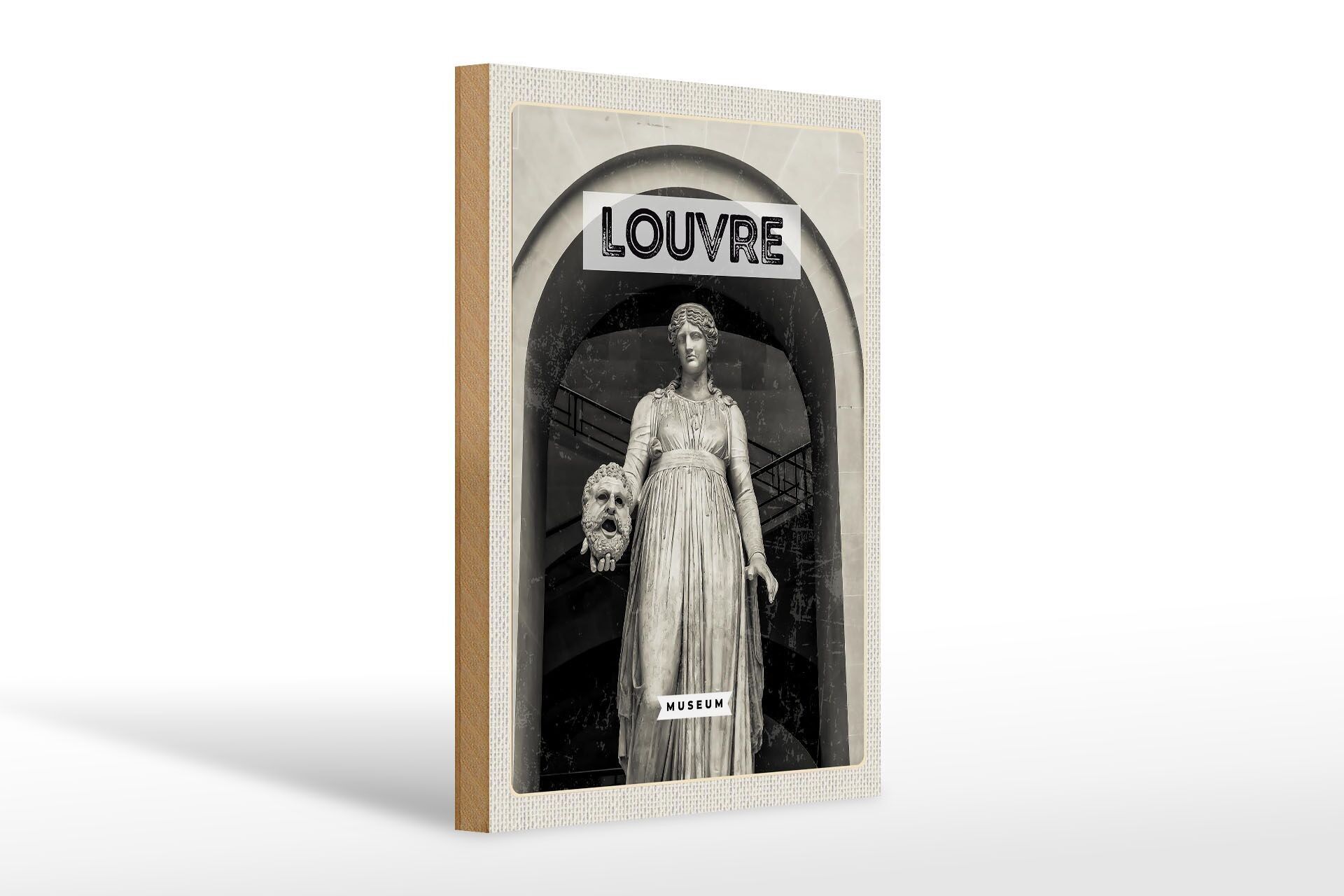 Wooden sign travel 20x30cm Louvre Museum destination tourism
