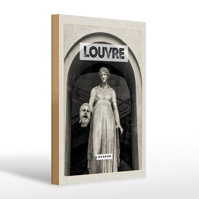 Cartello in legno da viaggio 20x30 cm Museo del Louvre Destinazione Turismo