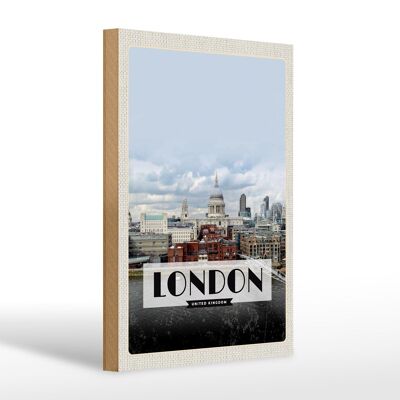 Cartel de madera viaje 20x30cm Londres Reino Unido foto poster