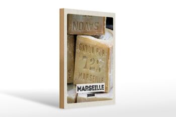 Panneau en bois voyage 20x30cm Marseille France Savon pur 72% 1