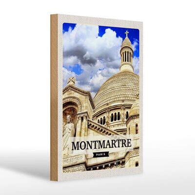 Cartello in legno da viaggio 20x30 cm Architettura Montmartre Parigi