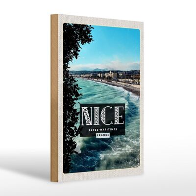 Cartello da viaggio in legno 20x30 cm Nizza Alpi Marittime Francia