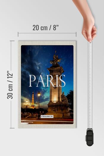 Panneau en bois voyage 20x30cm Paris France Tour Eiffel Nuit Rétro 4