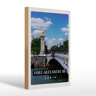 Panneau en bois voyage 20x30cm Pont Alexandre III Paris Tourisme