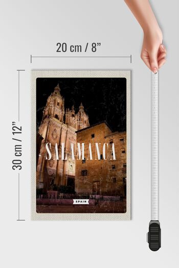 Panneau en bois voyage 20x30cm Salamanque Espagne architecture nuit 4