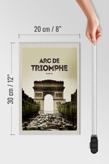 Panneau en bois voyage 20x30cm Arc de Triomphe Paris photo rétro 4