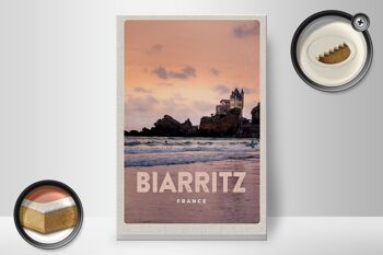 Panneau en bois voyage 20x30cm Biarritz France coucher de soleil 2