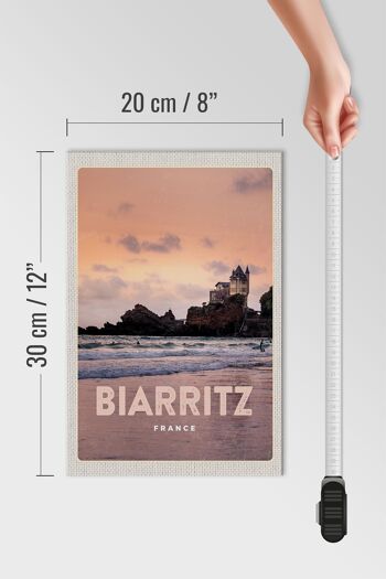 Panneau en bois voyage 20x30cm Biarritz France coucher de soleil 4
