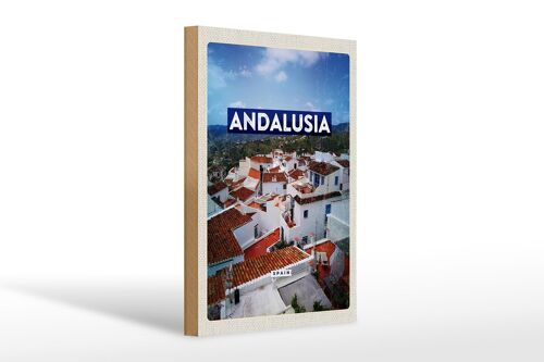 Holzschild Reise 20x30cm Andalusia Spain Panorama Tourismus