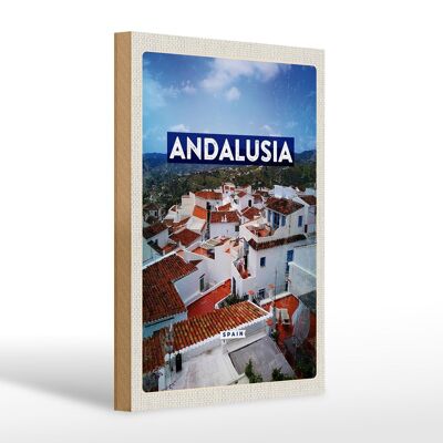 Holzschild Reise 20x30cm Andalusia Spain Panorama Tourismus