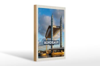 Panneau en bois voyage 20x30cm Bordeaux France pont levant tourisme 1