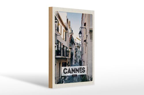 Holzschild Reise 20x30cm Cannes France Architektur Straße